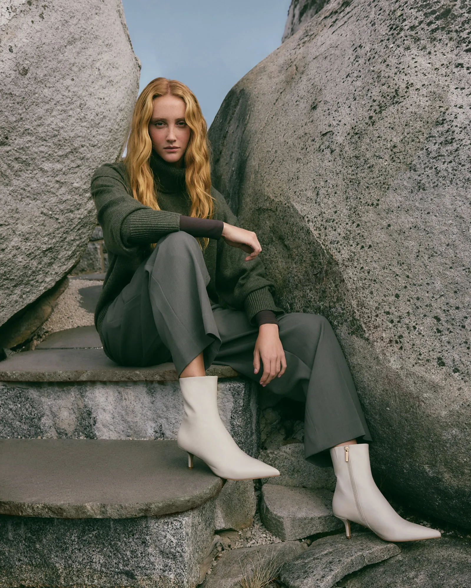 WINNIE MID ANKLE BOOTS OFF WHITE LEATHER