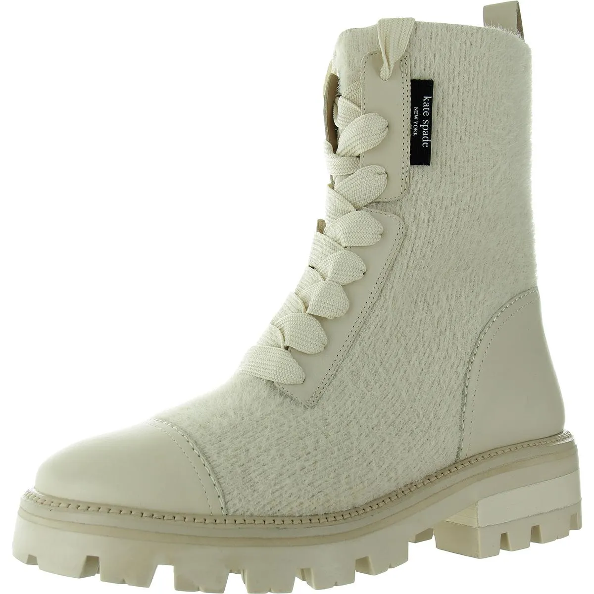 WINTON Womens Faux Fur Combat & Lace-Up Boots