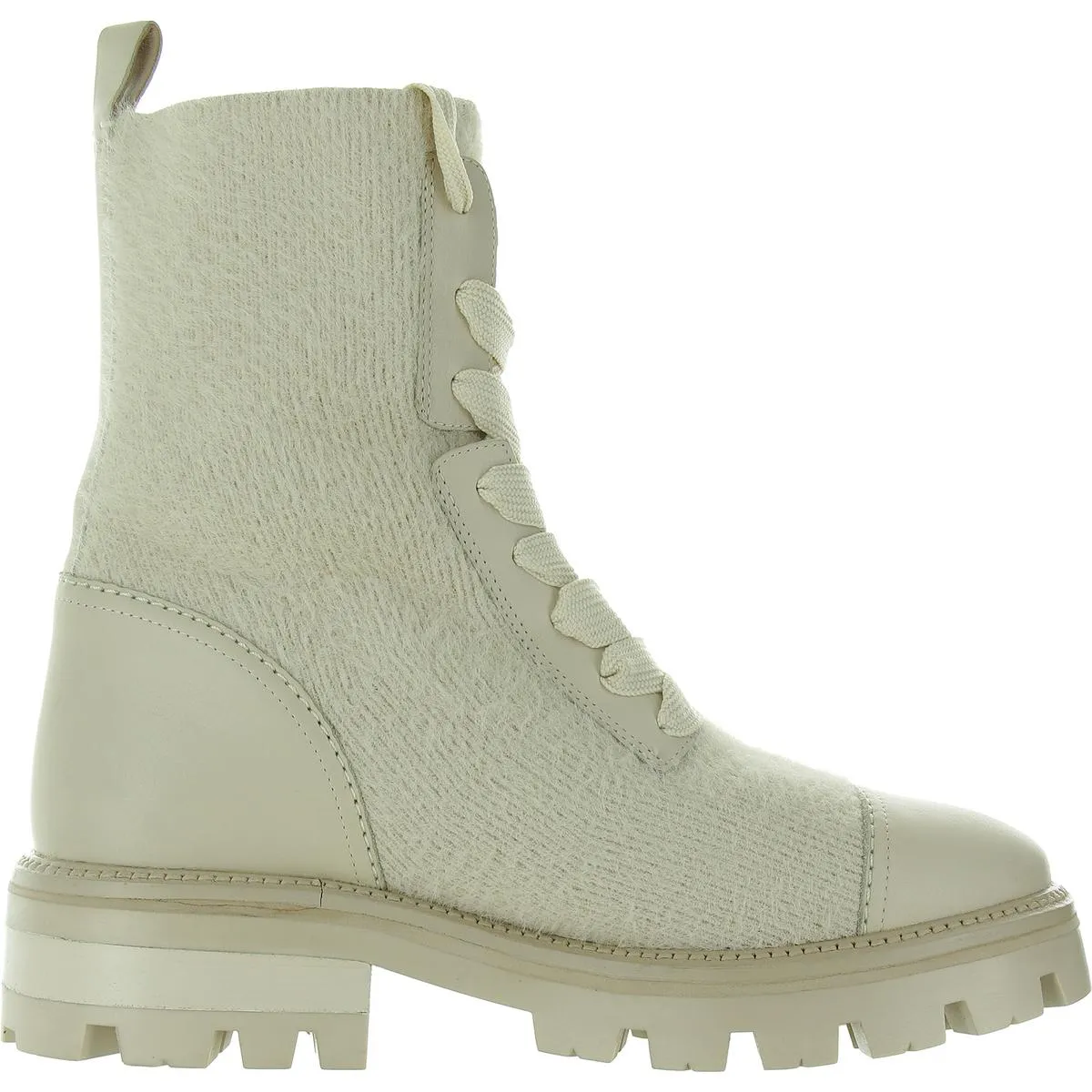 WINTON Womens Faux Fur Combat & Lace-Up Boots