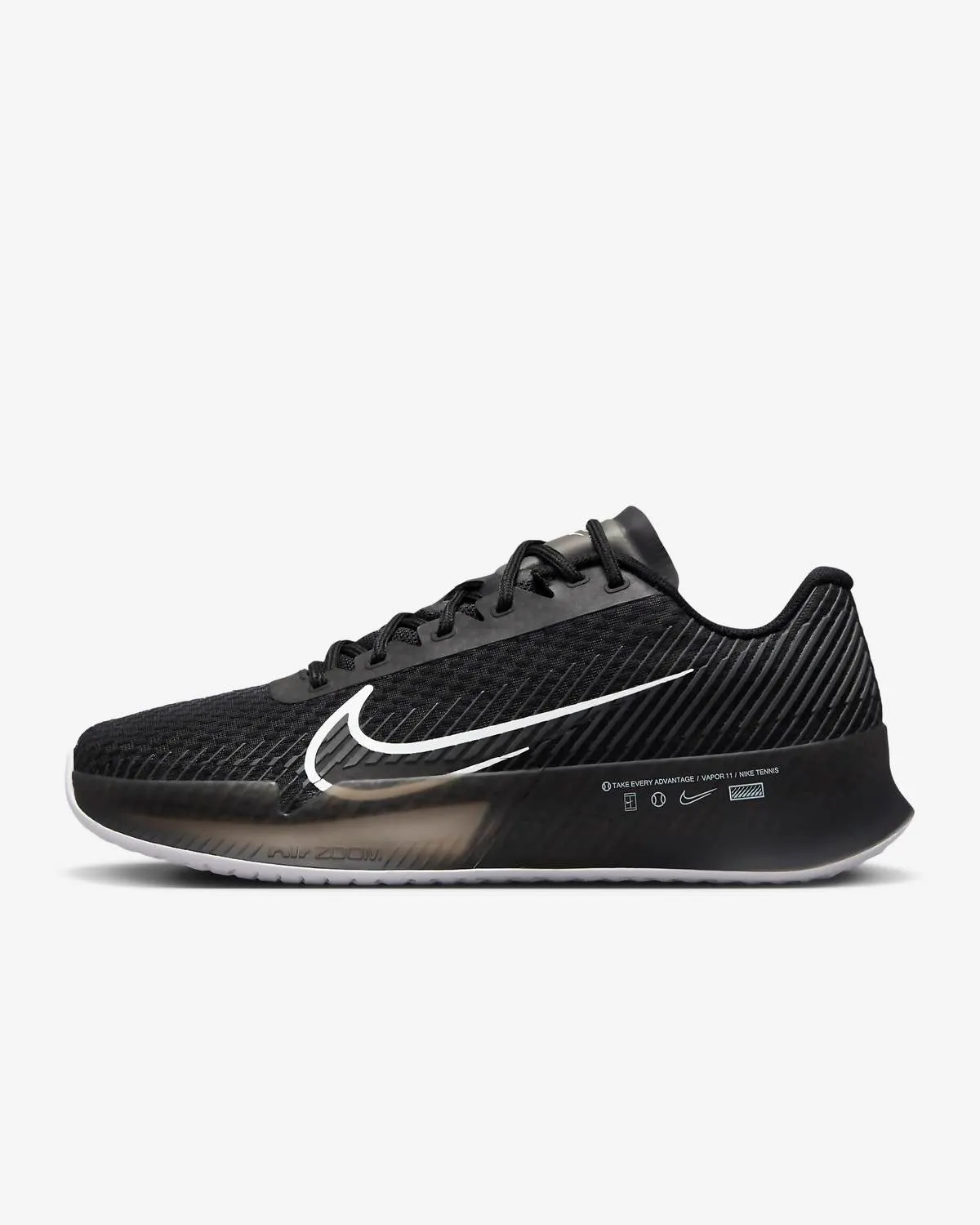 Women's Air Zoom Vapor 11 Hard Court Tennis Shoes In Black/ White