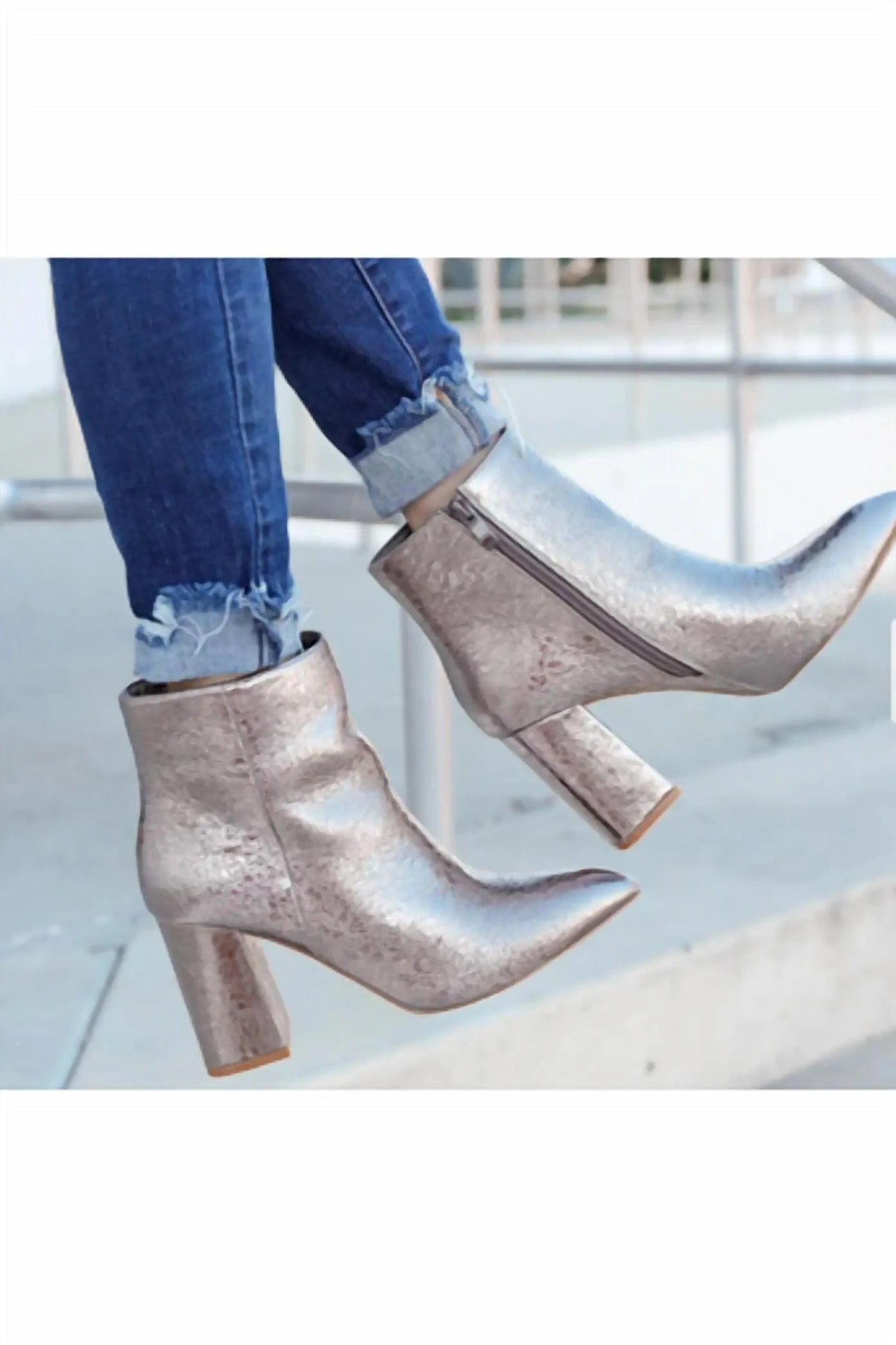 Women's Baby I'm A Star Pewter Booties In Silver