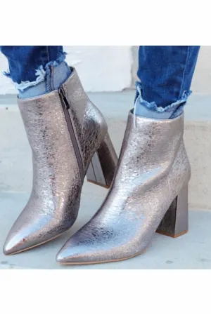Women's Baby I'm A Star Pewter Booties In Silver