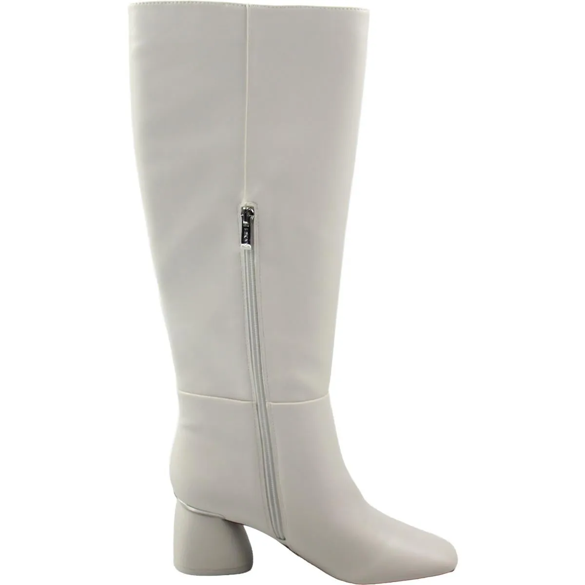 Womens Block Heel Faux Leather Knee-High Boots