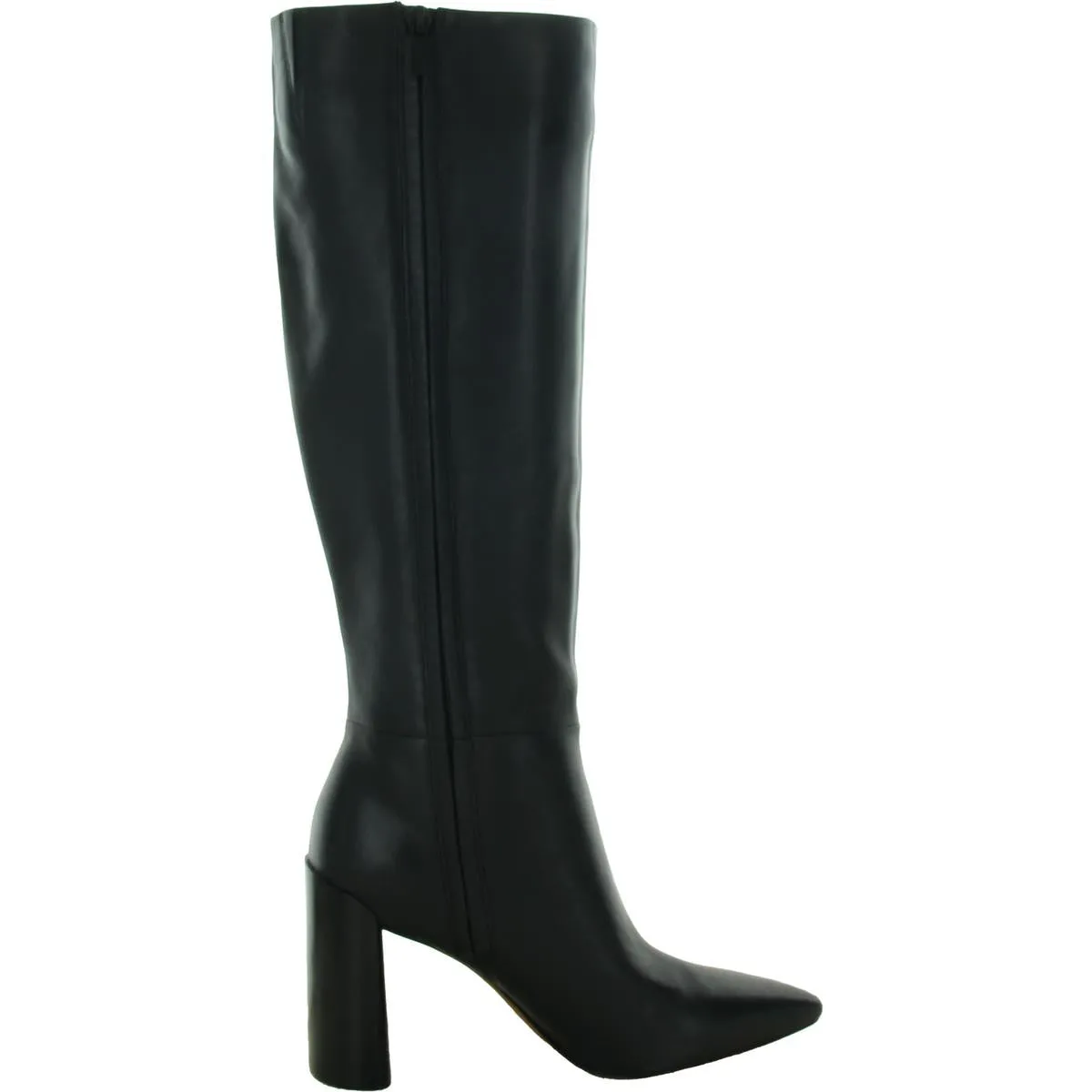 Womens Block Heel Faux Leather Knee-High Boots