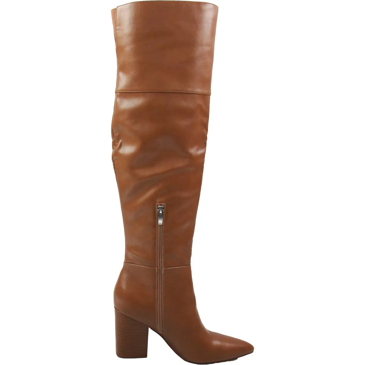 Womens Block Heel Faux Leather Over-The-Knee Boots