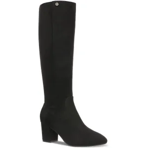 Womens Block Heel Faux Suede Knee-High Boots
