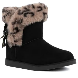 Womens Bow Faux Fur Mid-Calf Boots