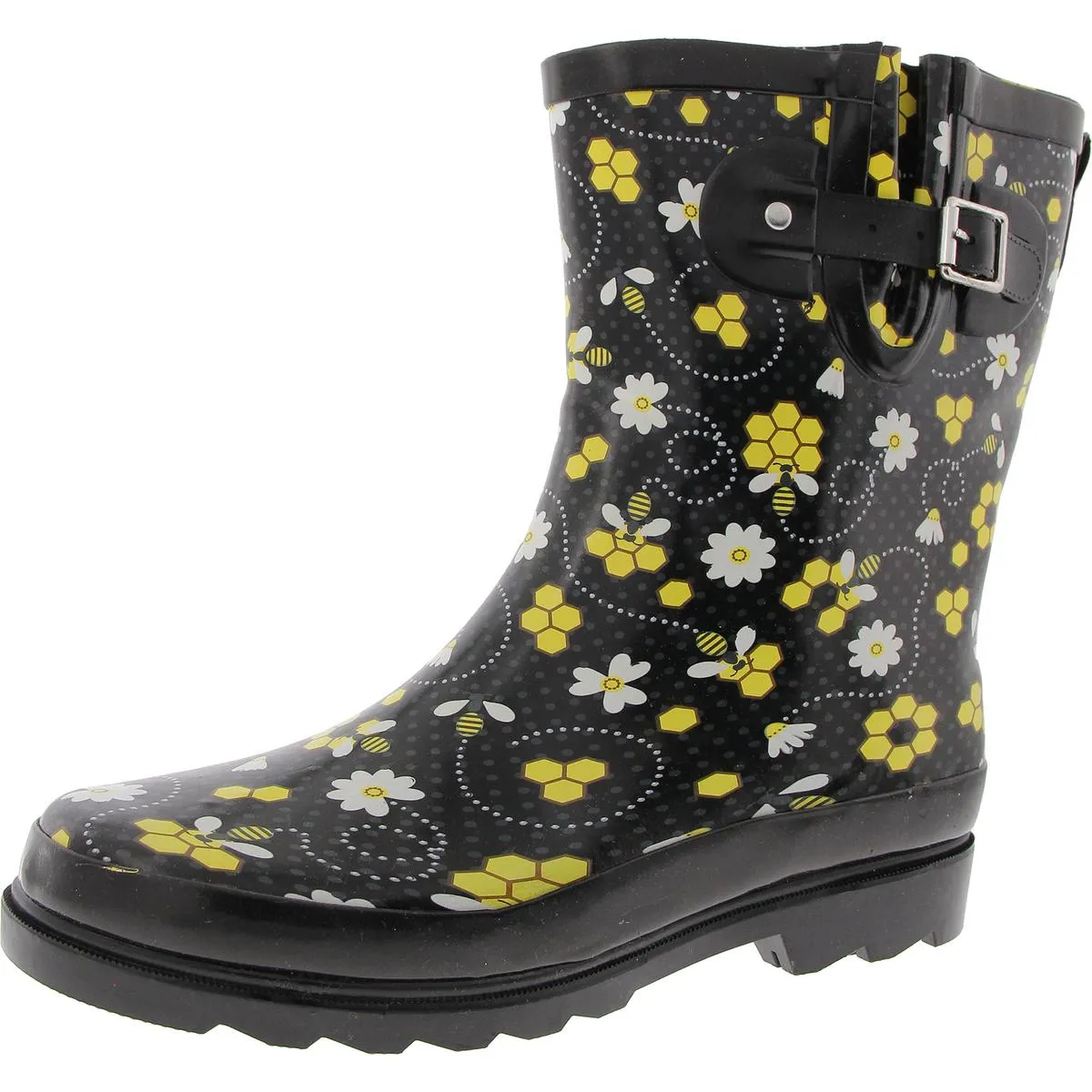 Womens Buckle Rubber Rain Boots