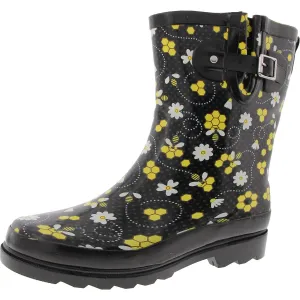Womens Buckle Rubber Rain Boots