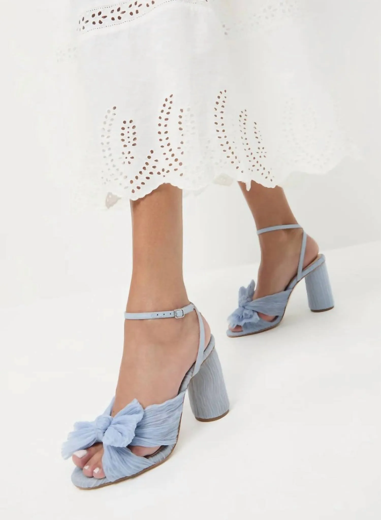 Women's Camellia Pleated Bow Heels In Blue