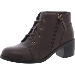 Womens Cushioned Footbed Faux Leather Ankle Boots