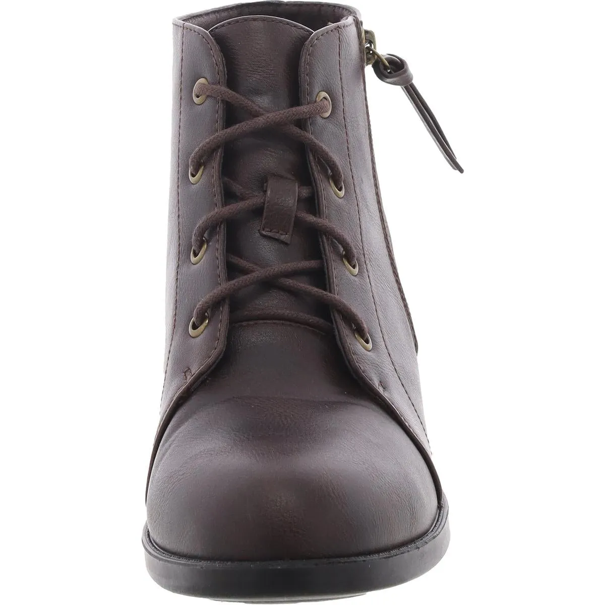 Womens Cushioned Footbed Faux Leather Ankle Boots