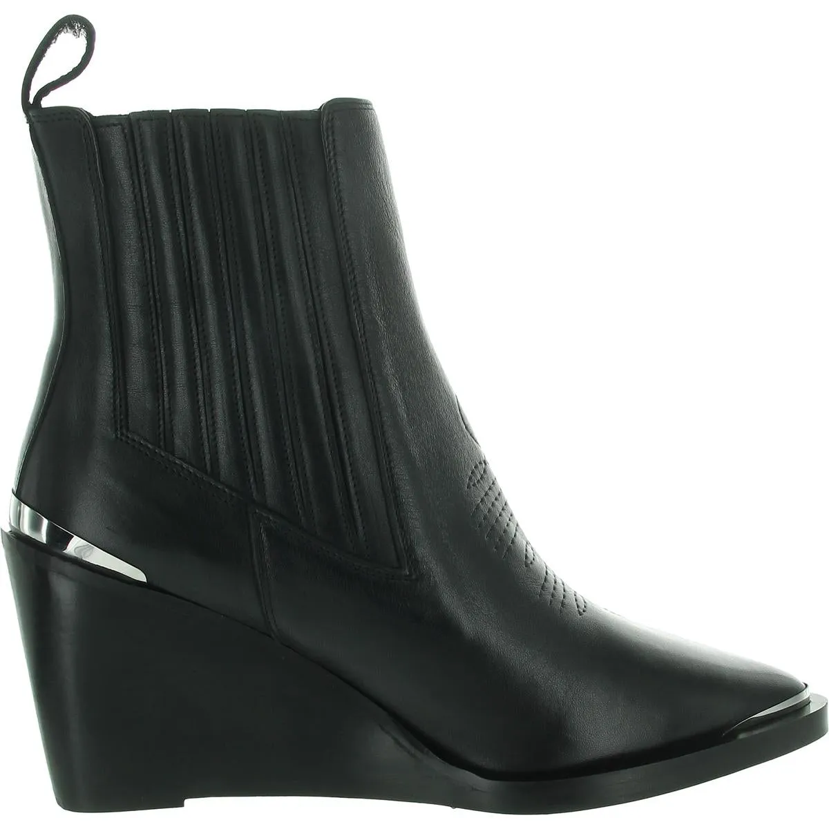 Womens Embroidered Leather Wedge Boots