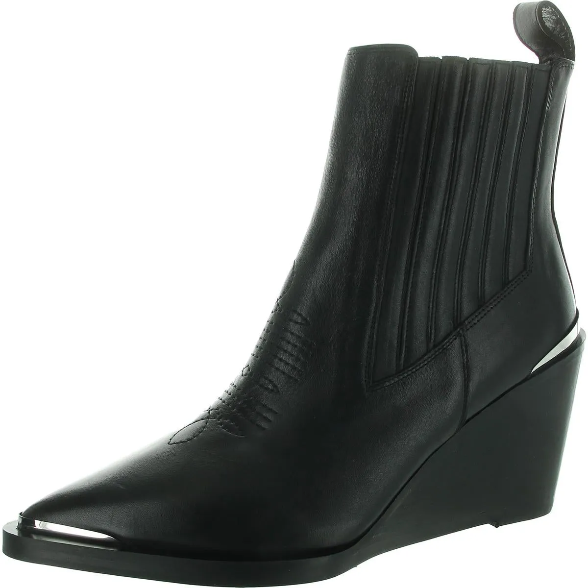Womens Embroidered Leather Wedge Boots