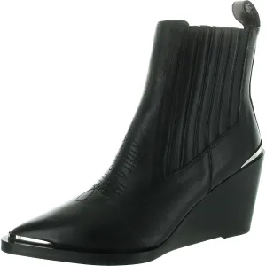 Womens Embroidered Leather Wedge Boots