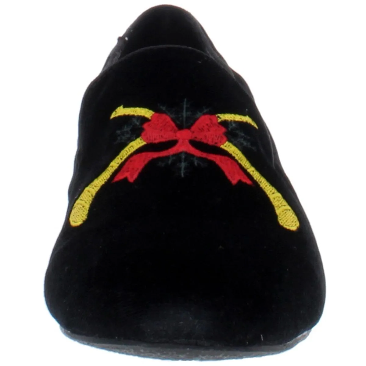 Womens Embroidered Slip On Smoking Loafers