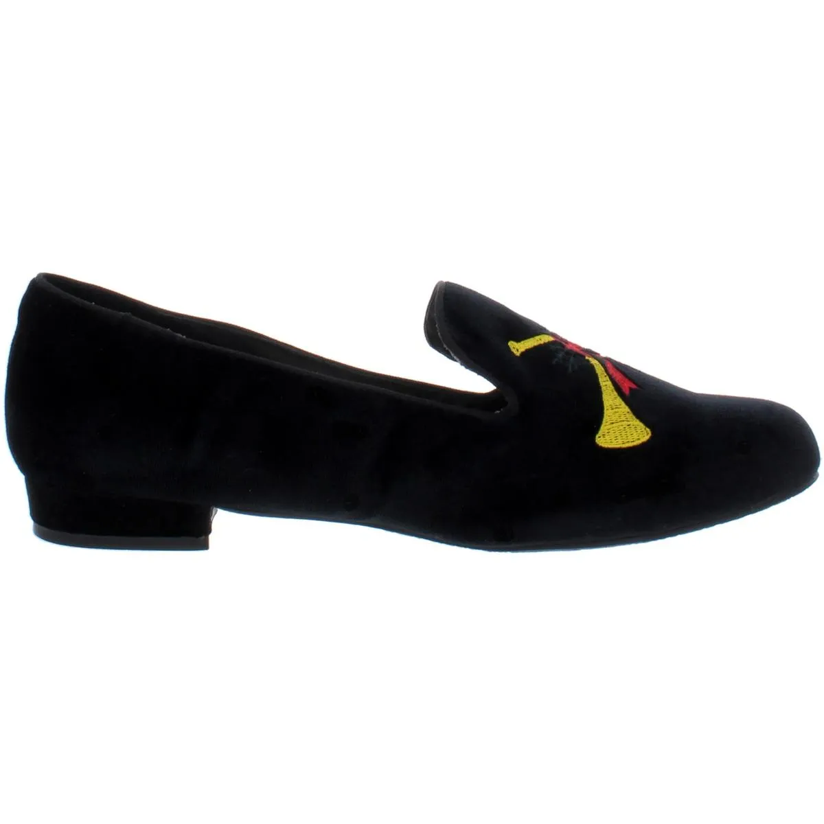 Womens Embroidered Slip On Smoking Loafers
