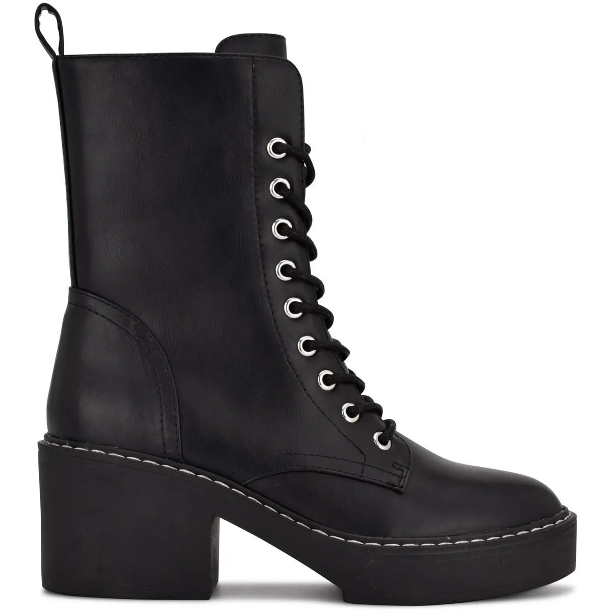 Womens Faux Leather Embossed Combat & Lace-up Boots