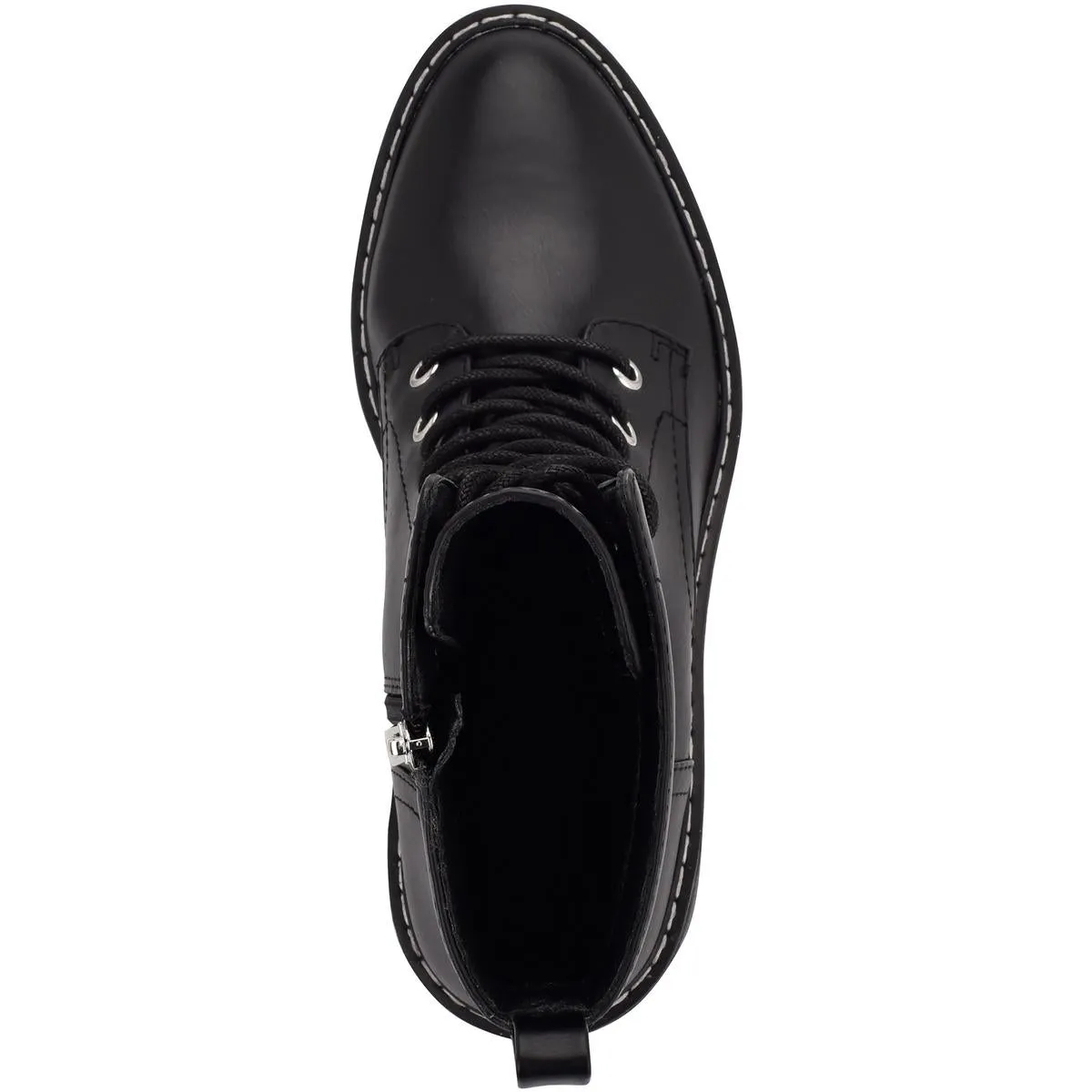 Womens Faux Leather Embossed Combat & Lace-up Boots
