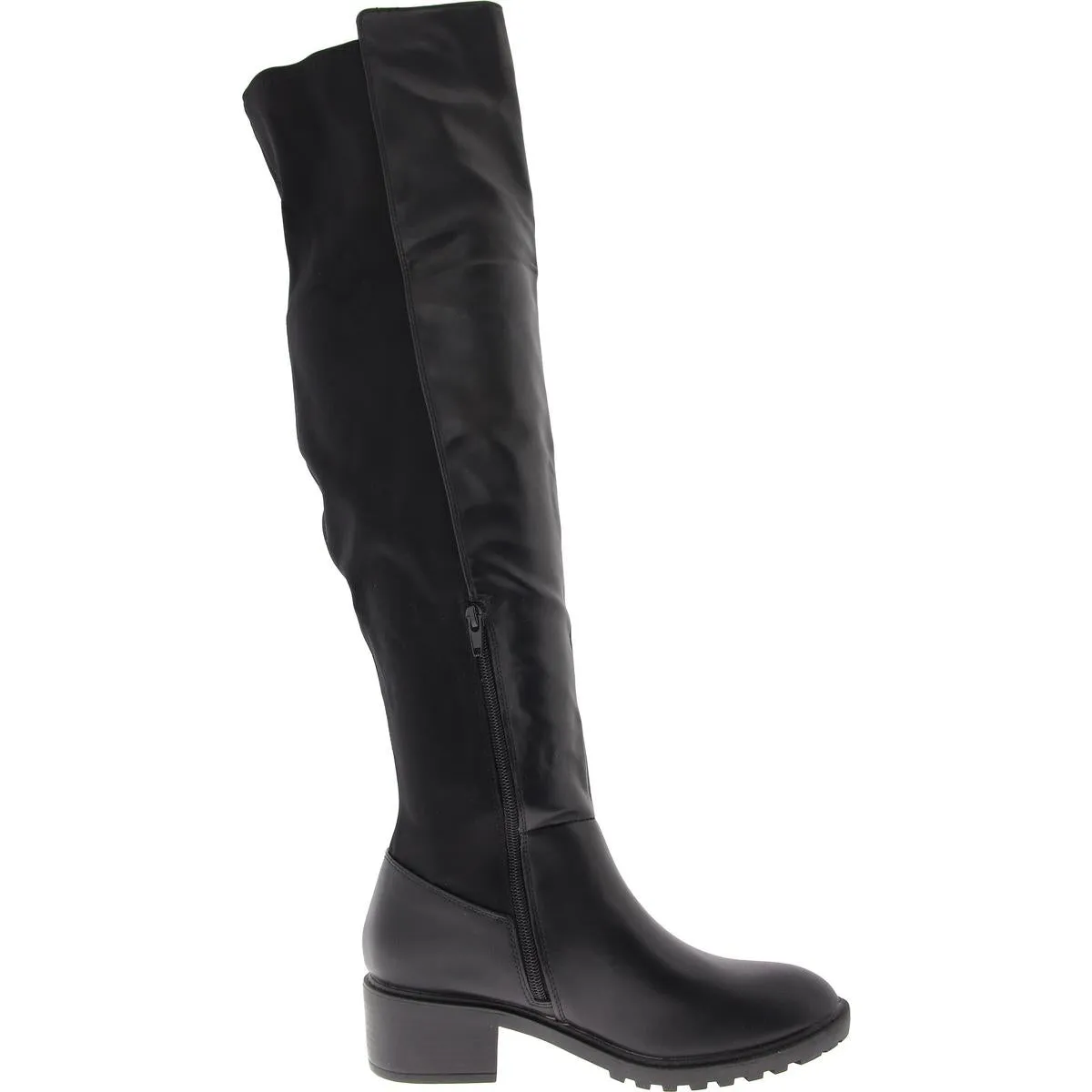 Womens Faux Leather Lugged Sole Over-The-Knee Boots
