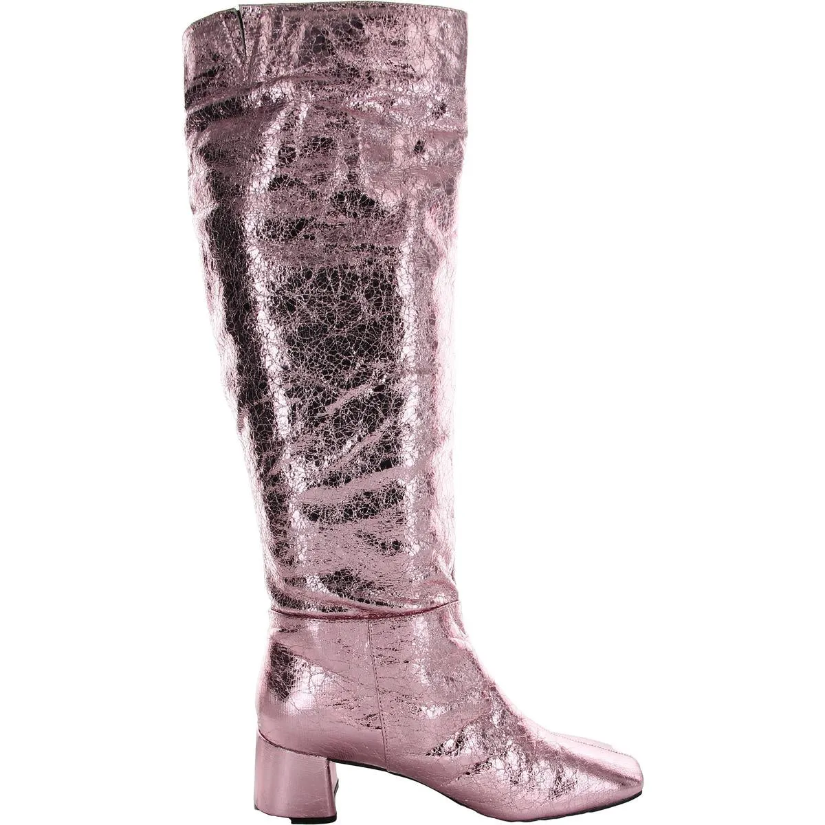 Womens Faux Leather Metallic Knee-High Boots
