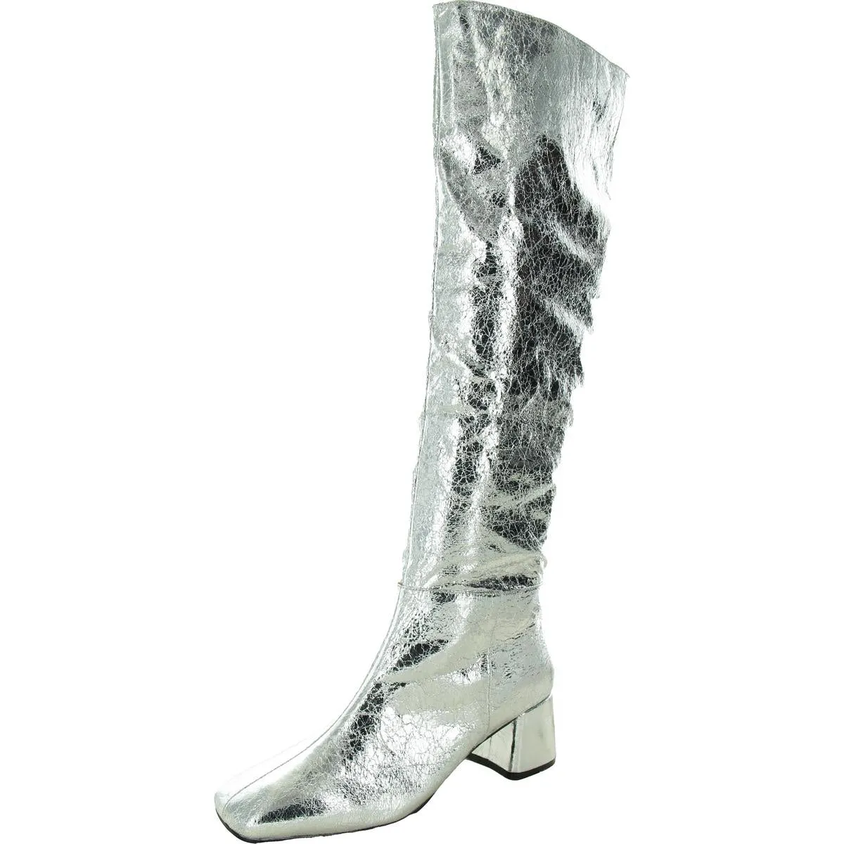 Womens Faux Leather Metallic Knee-High Boots