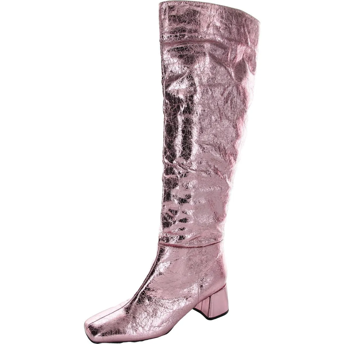 Womens Faux Leather Metallic Knee-High Boots