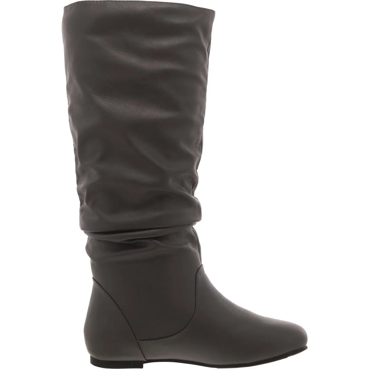 Womens Faux Leather Round toe Mid-Calf Boots