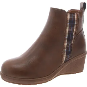Womens Faux Leather Slip-Resistant Wedge Boots