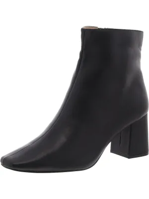 Womens Faux Leather Square Toe Ankle Boots