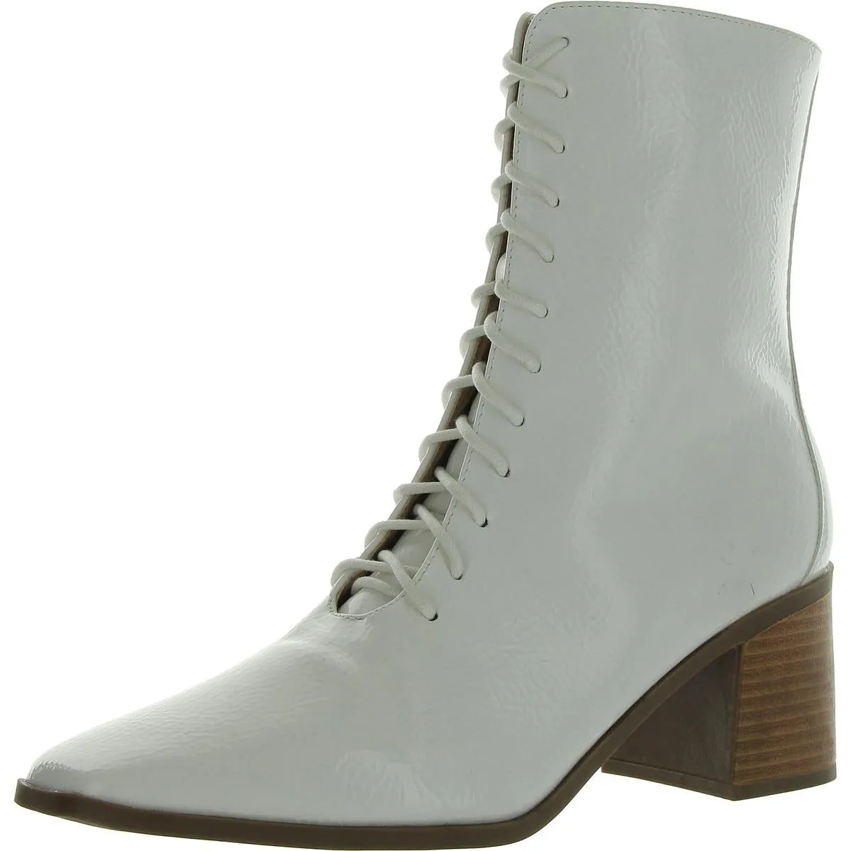 Womens Faux Leather Square Toe Mid-Calf Boots