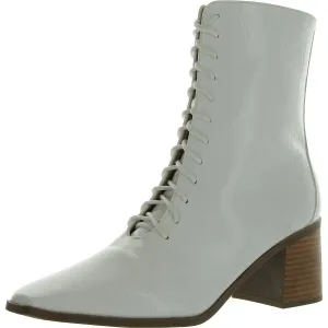 Womens Faux Leather Square Toe Mid-Calf Boots