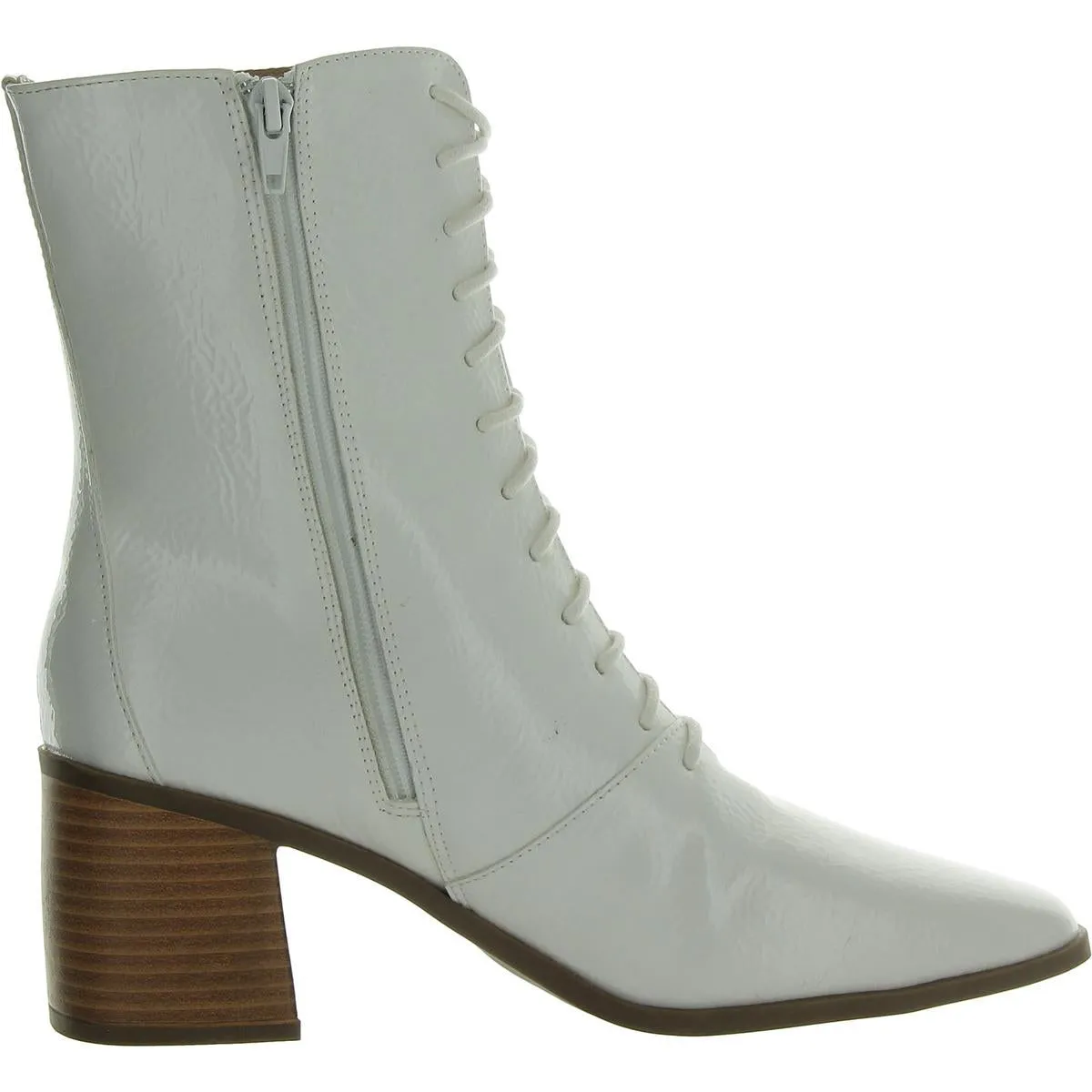 Womens Faux Leather Square Toe Mid-Calf Boots