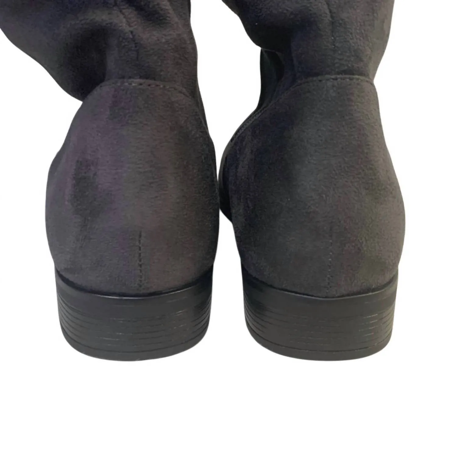 Women's Faux Suede Knee High Low Heel Fashion Boots In Gray