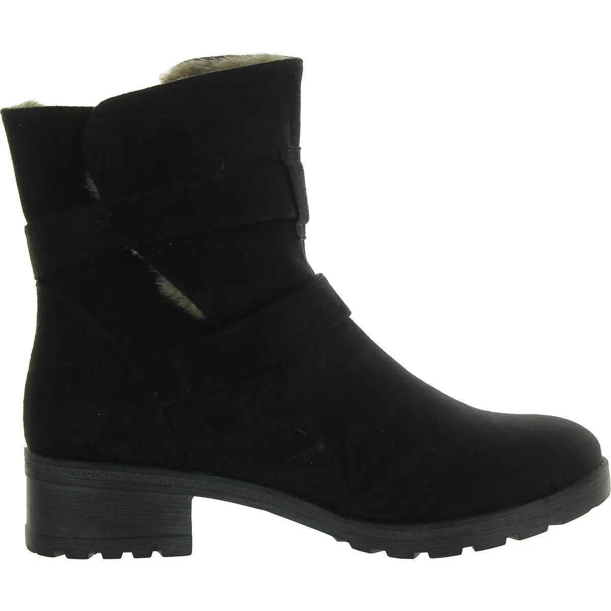 Womens Faux Suede Lugged Sole Winter & Snow Boots