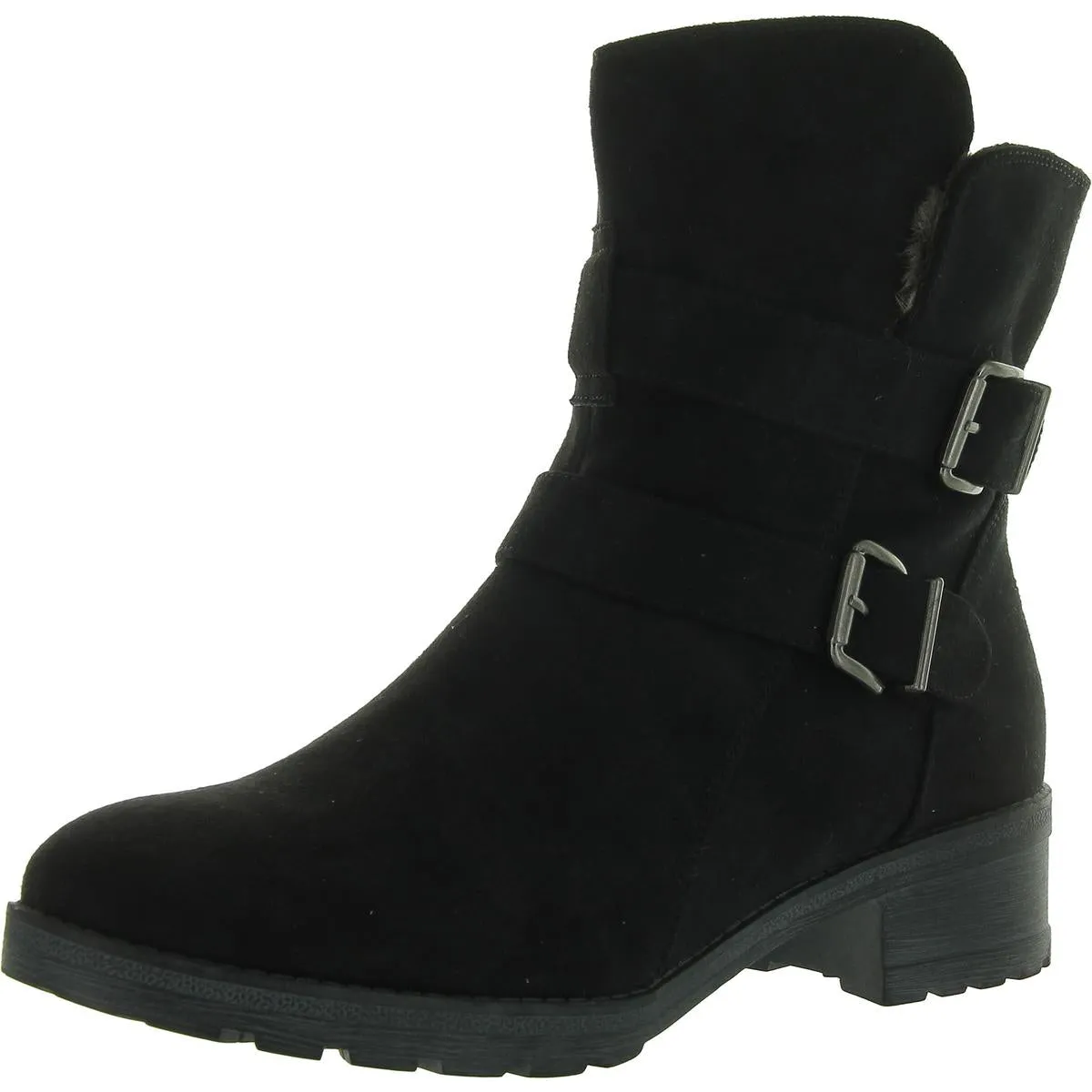 Womens Faux Suede Lugged Sole Winter & Snow Boots