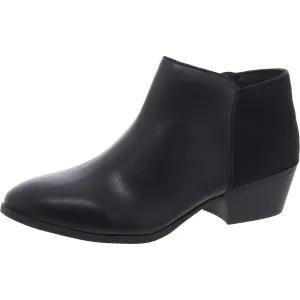 Womens Faux Suede Mixed Media Ankle Boots