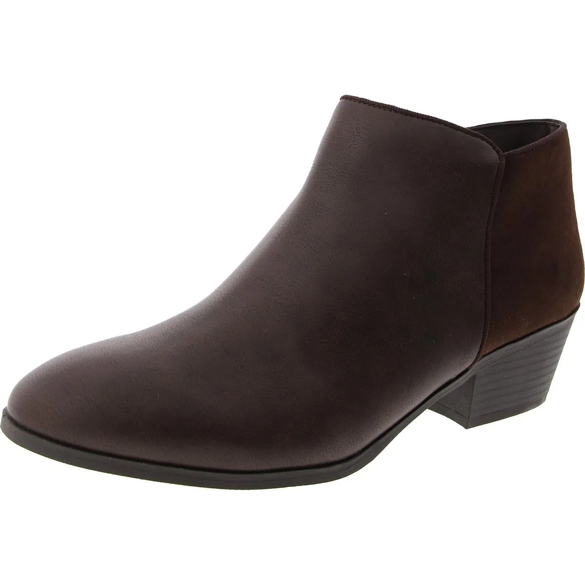 Womens Faux Suede Mixed Media Ankle Boots
