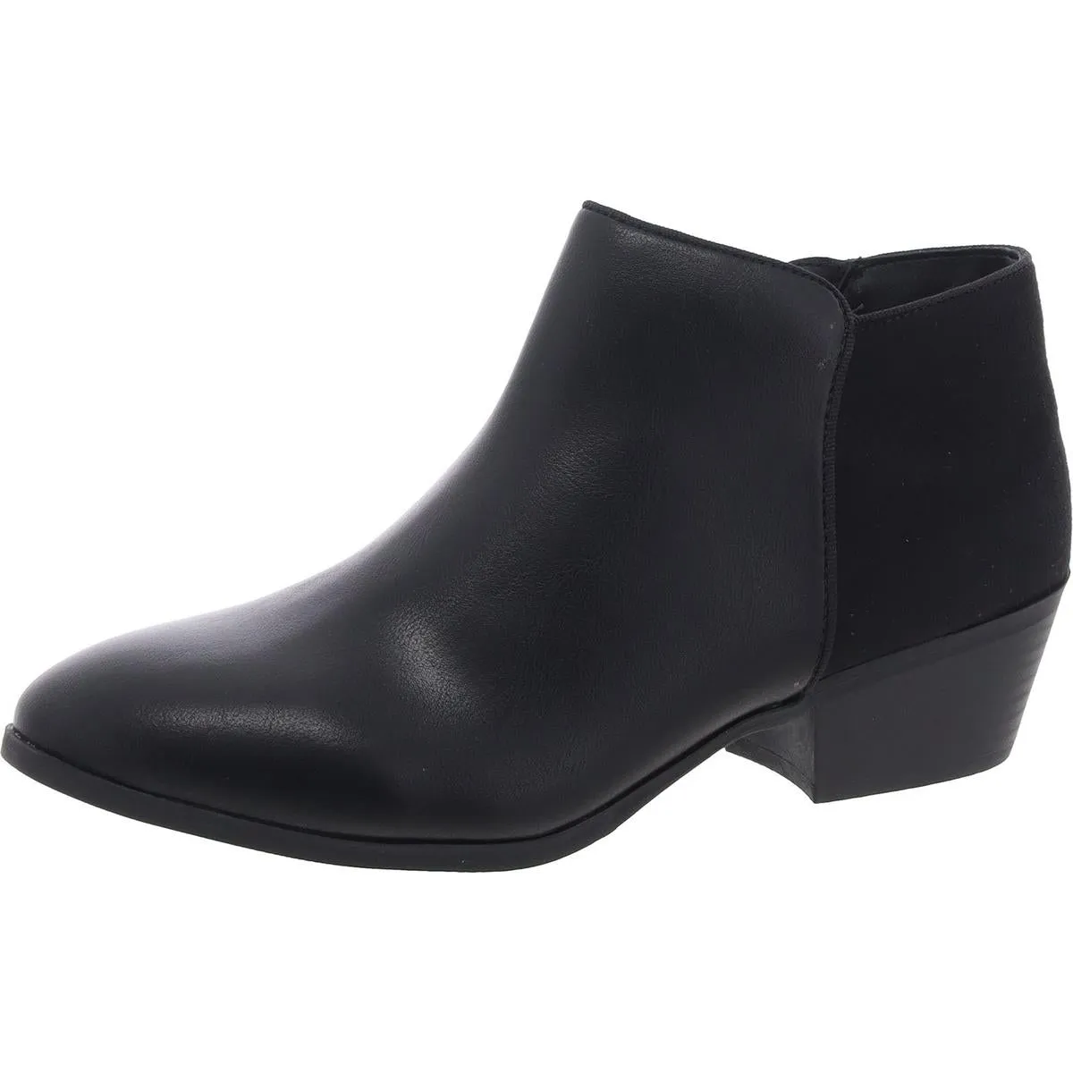 Womens Faux Suede Mixed Media Ankle Boots