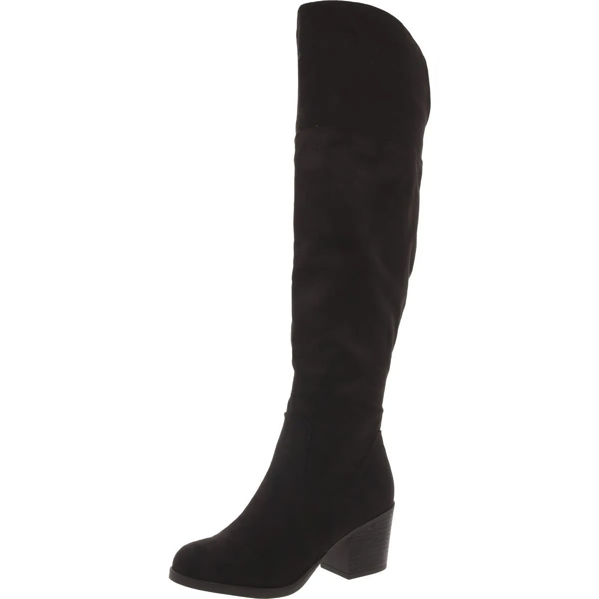 Womens Faux Suede Round Toe Over-The-Knee Boots