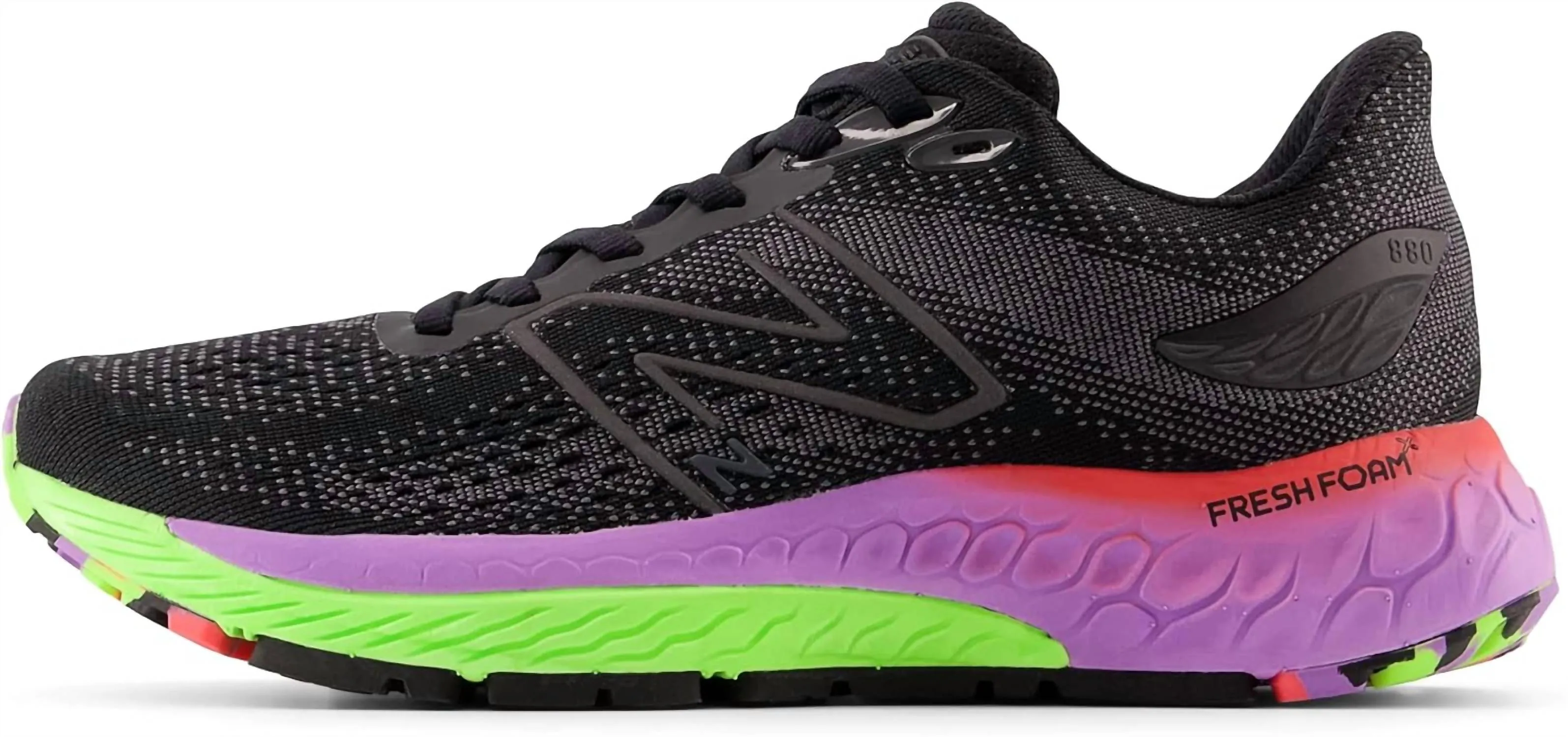 Women's Fresh Foam 880 V12 Shoe In Black/pixel Green/electric Purple