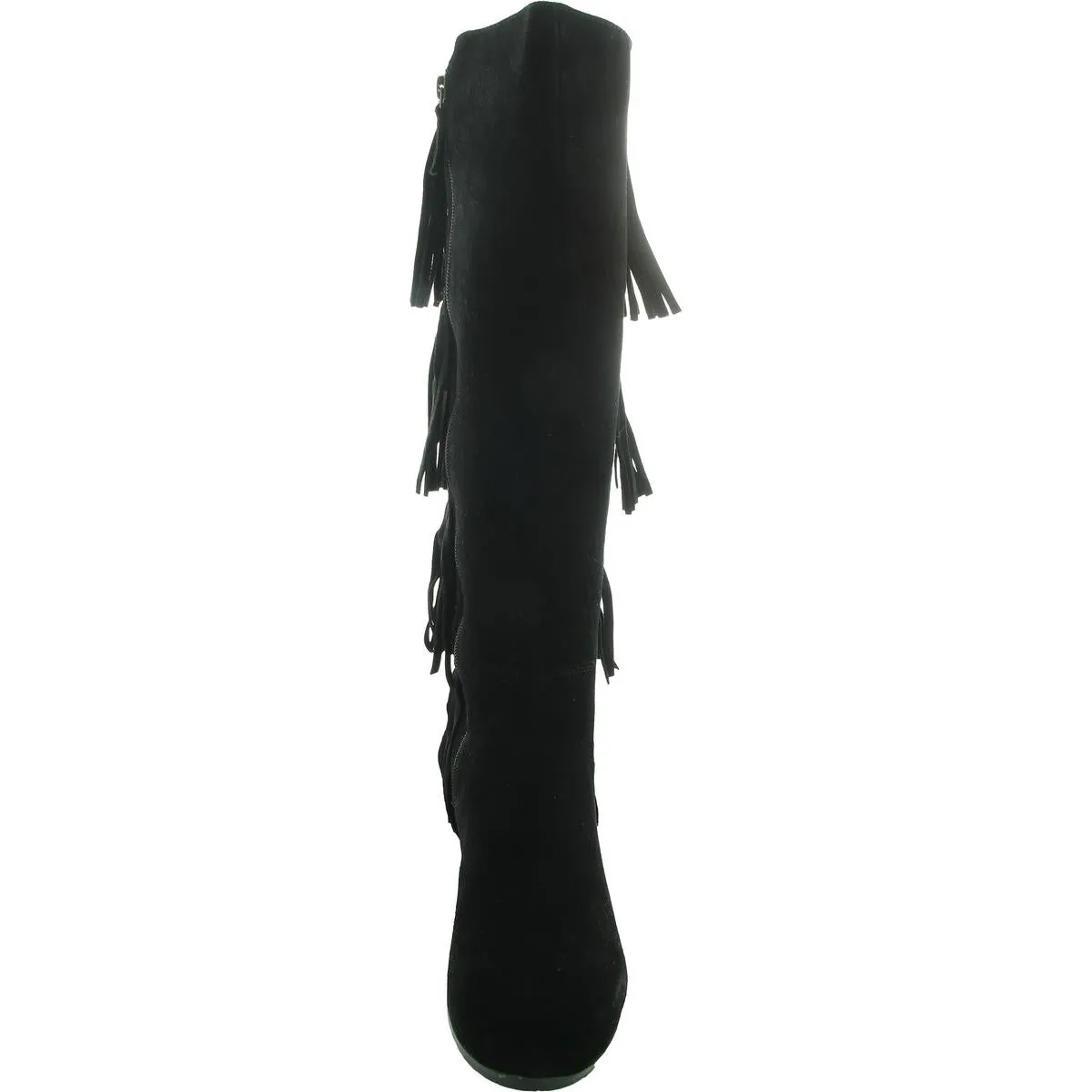 Womens Fringe Leather Knee-High Boots