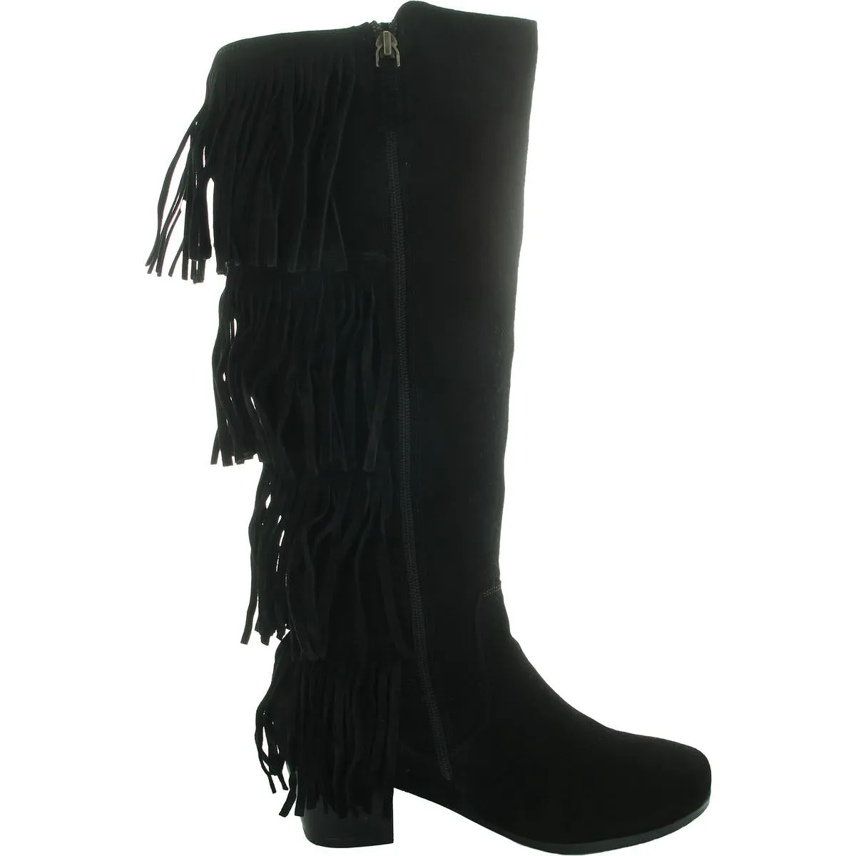 Womens Fringe Leather Knee-High Boots