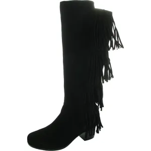 Womens Fringe Leather Knee-High Boots