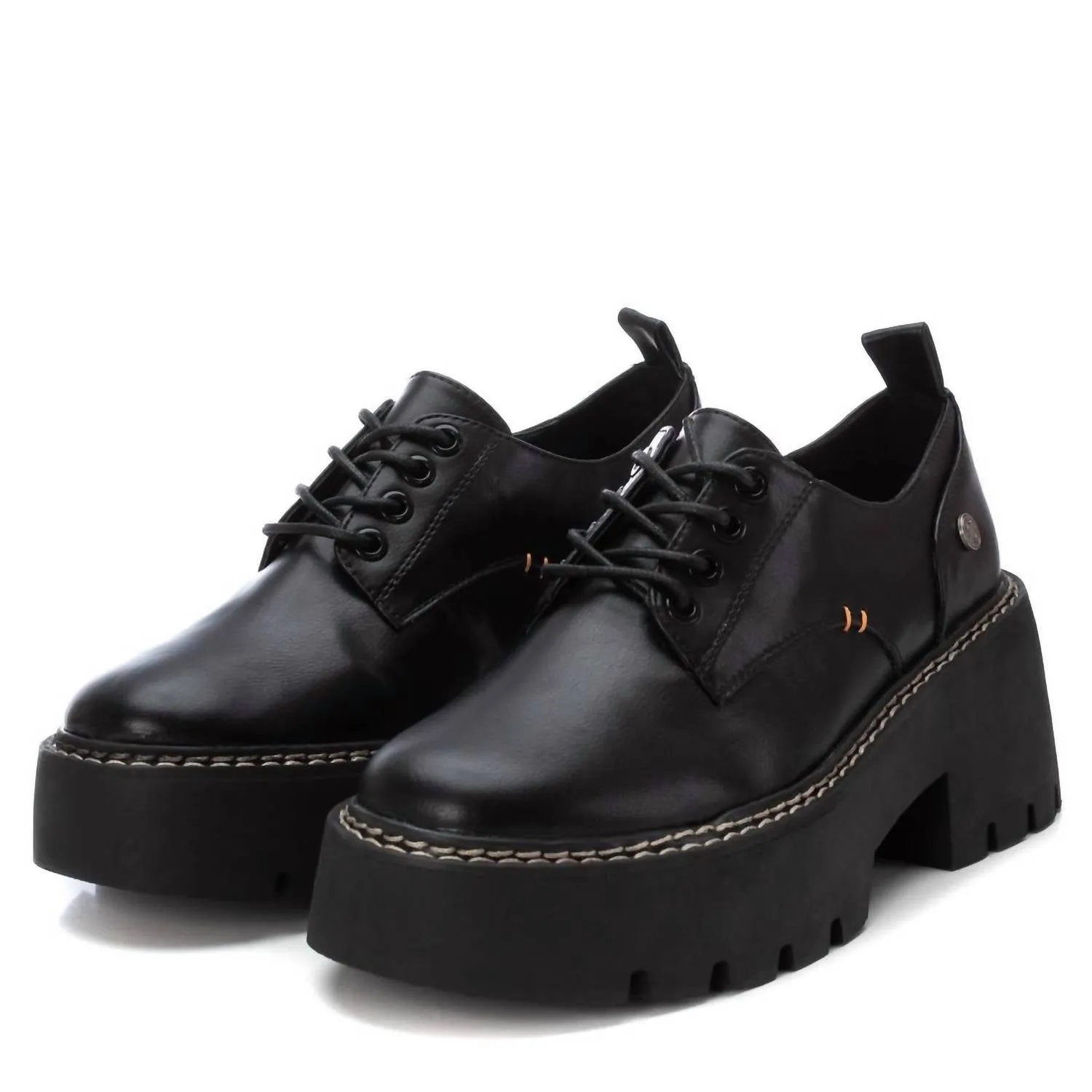 Women's Heeled Lace-Up Loafers In Black