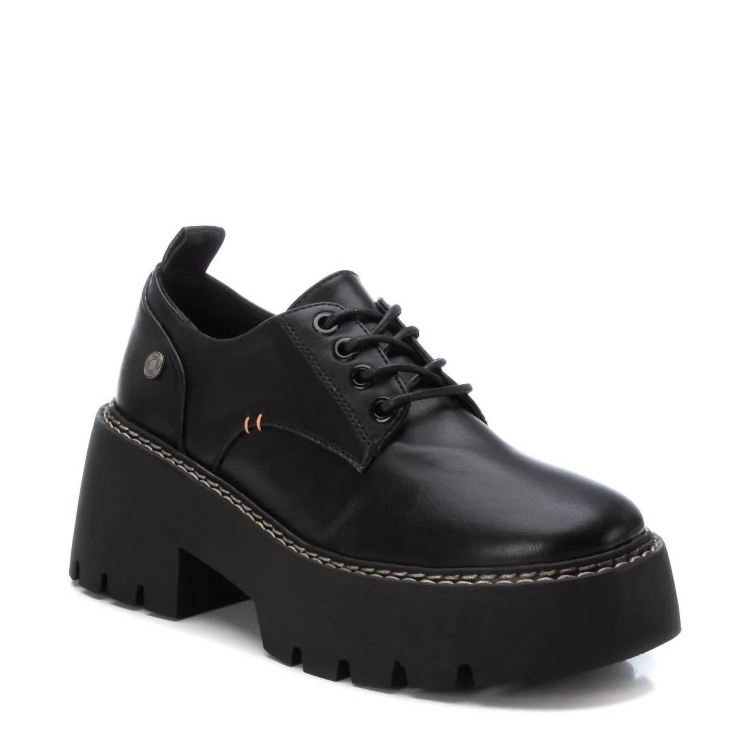 Women's Heeled Lace-Up Loafers In Black