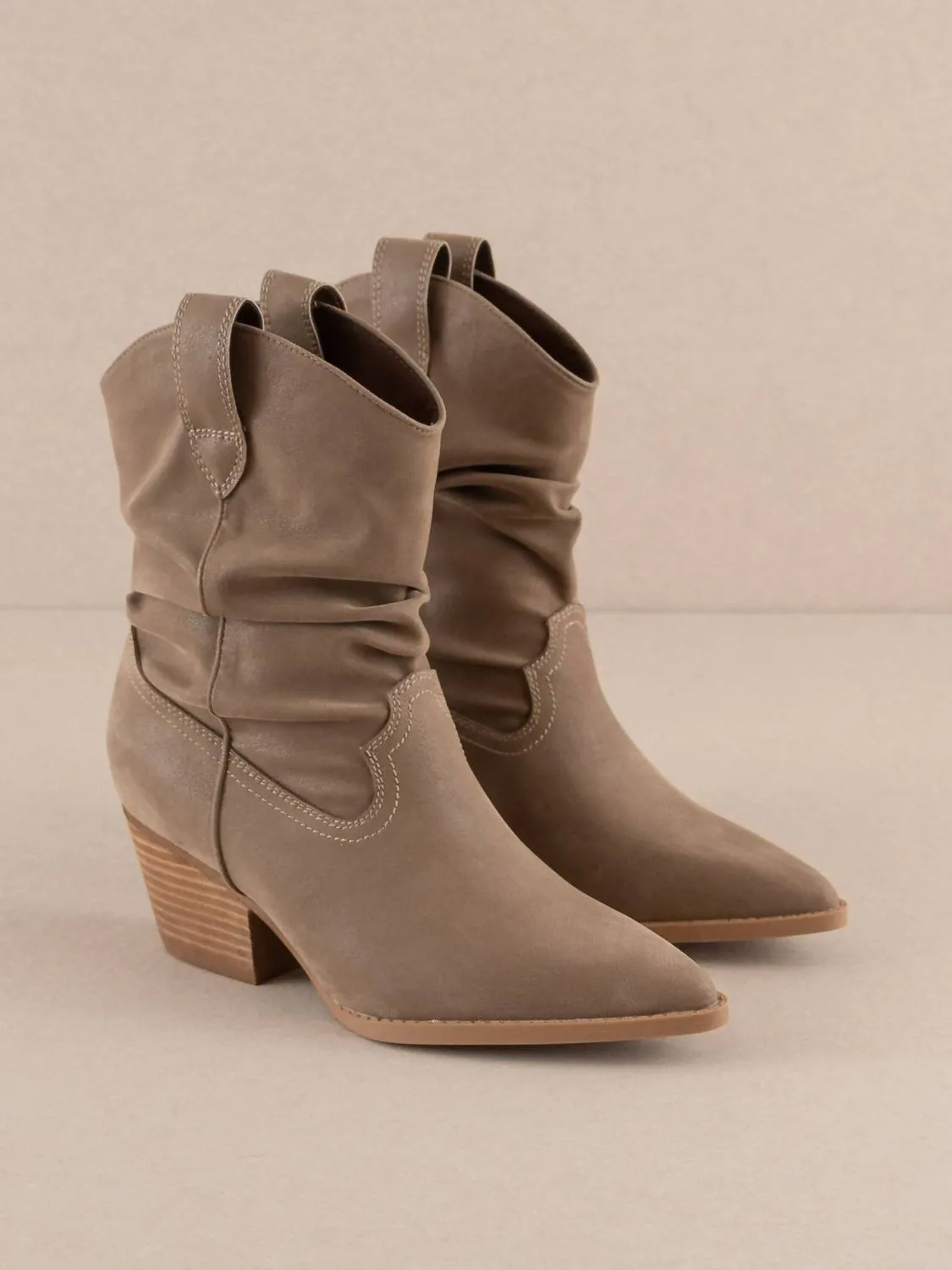 Women's Kit Slouchy Western Bootie In Dark Taupe