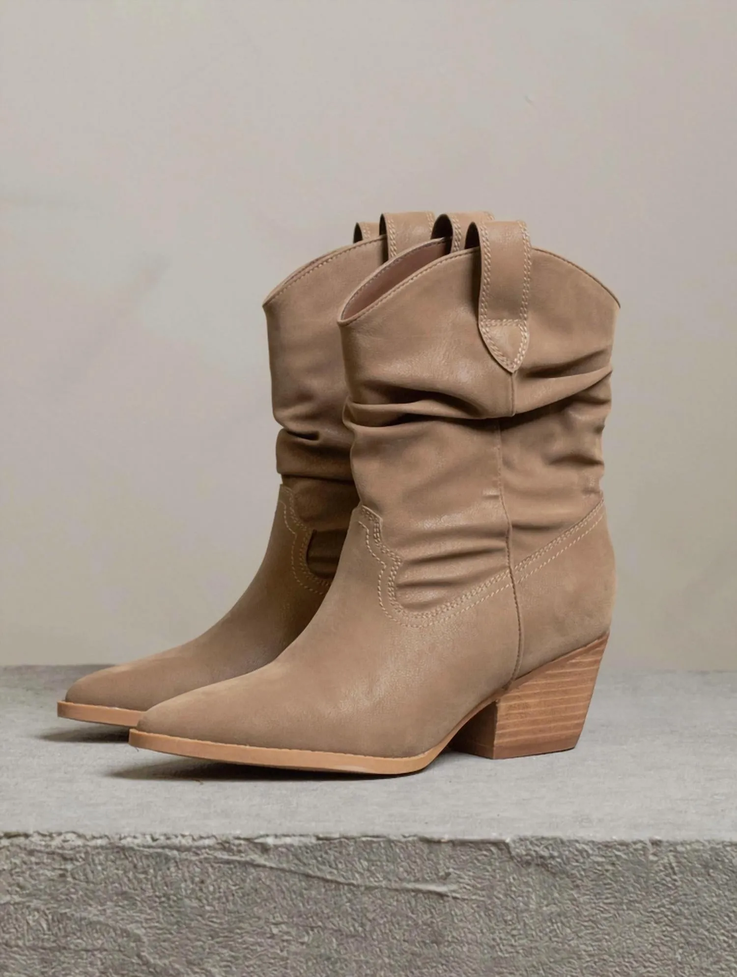 Women's Kit Slouchy Western Bootie In Dark Taupe
