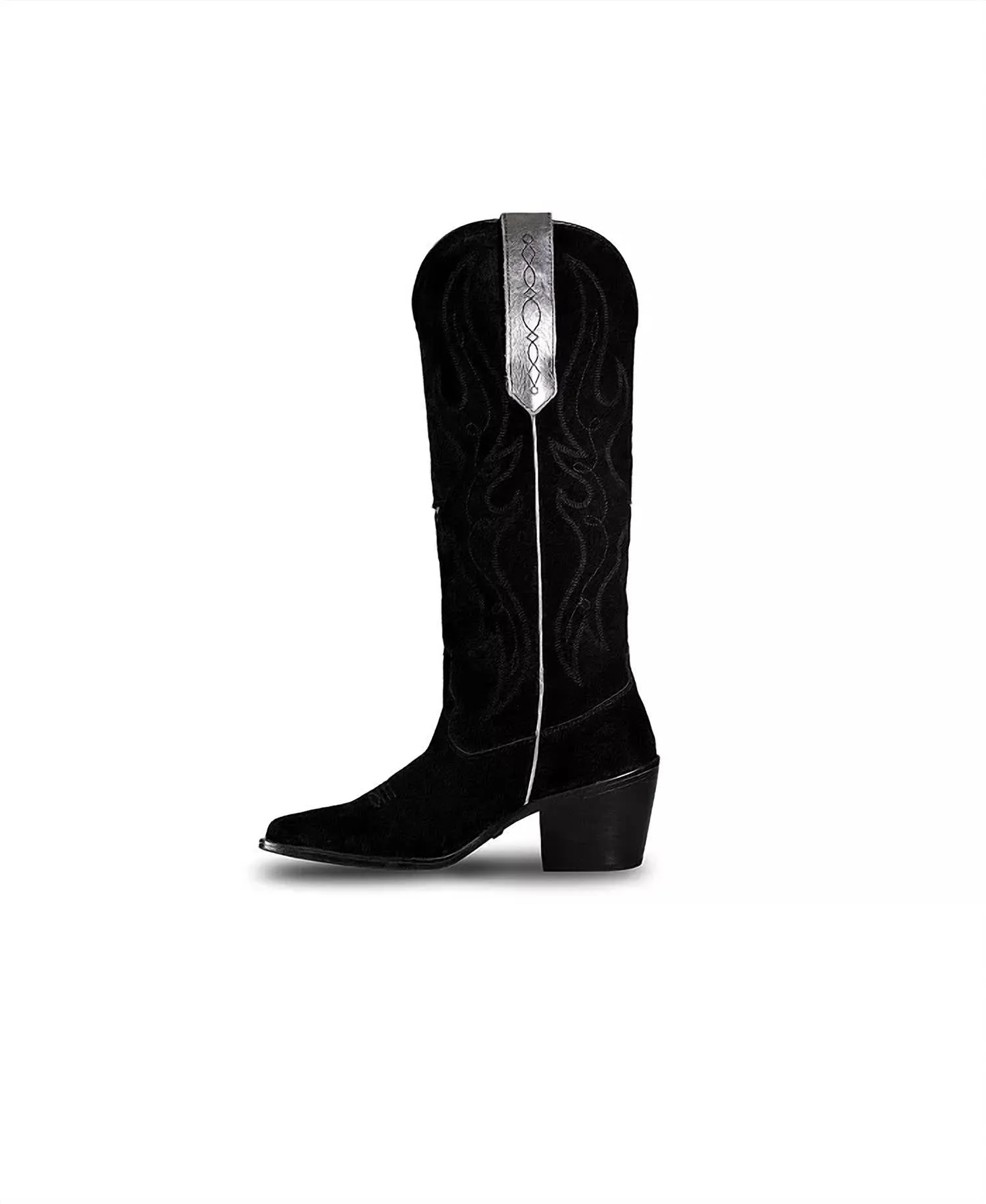 Women's Knee-High Suede Leather Western Fenix Boots In Black