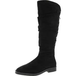 Womens Lace-Up Manmade Knee-High Boots